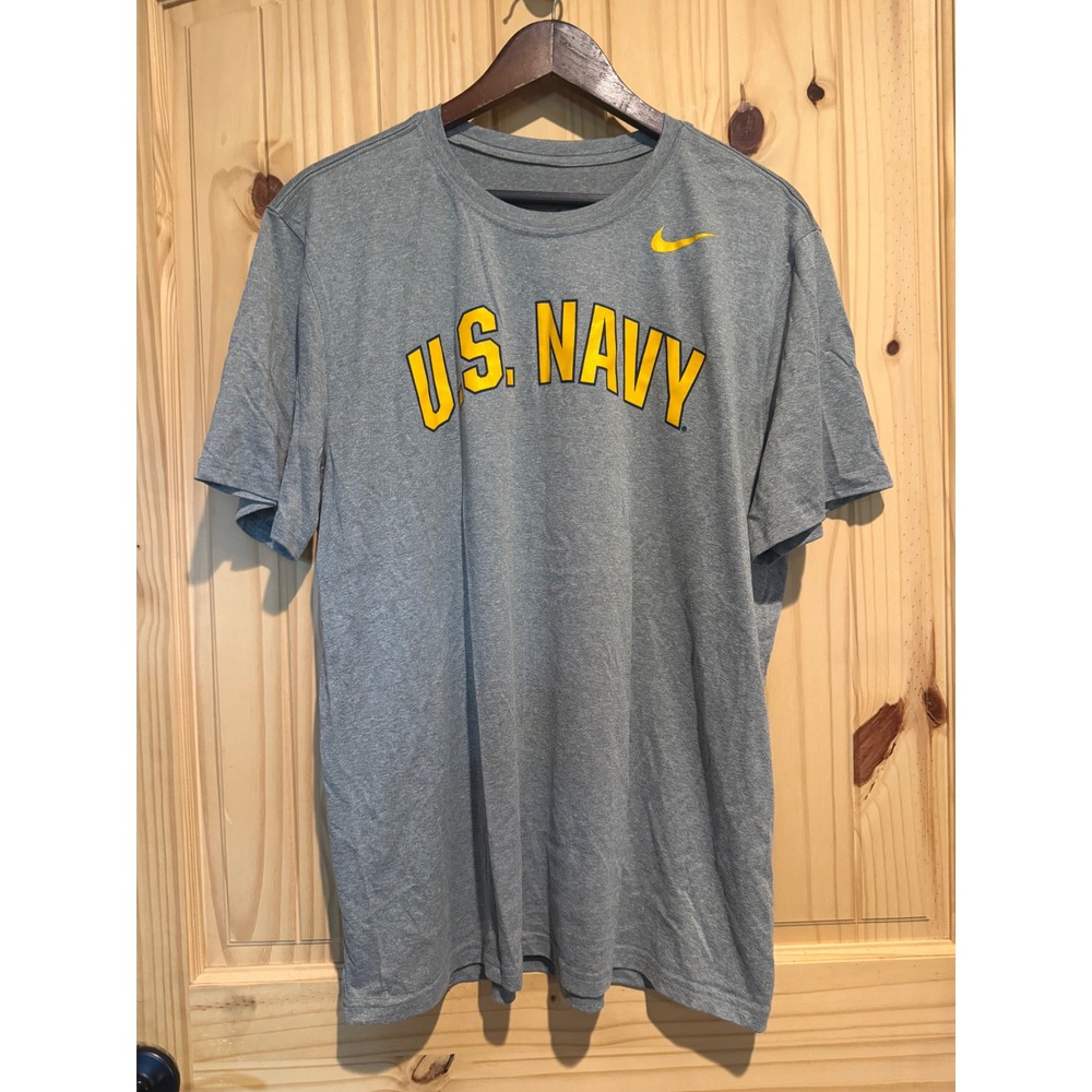 Nike Dri-FIT US Navy Shirt Mens XL Gray Short Sleeve Athletic Training Tee